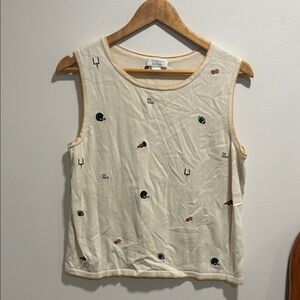 Y2K Christopher & Banks football novelty embroidered knit tank top size xl